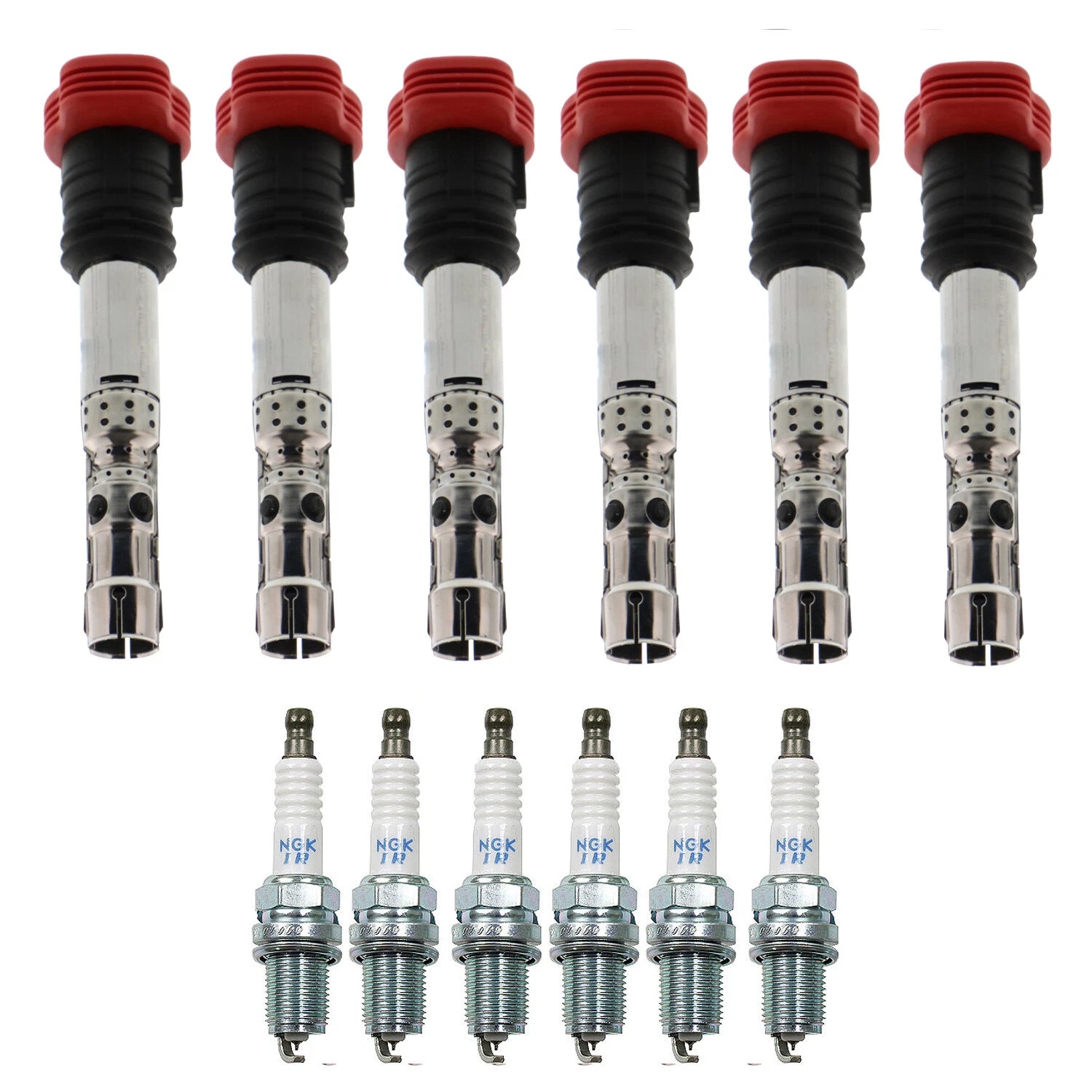 Set of 6 Ignition Coils & NGK Laser Iridium Spark Plugs for NSX A4 A6 Q5