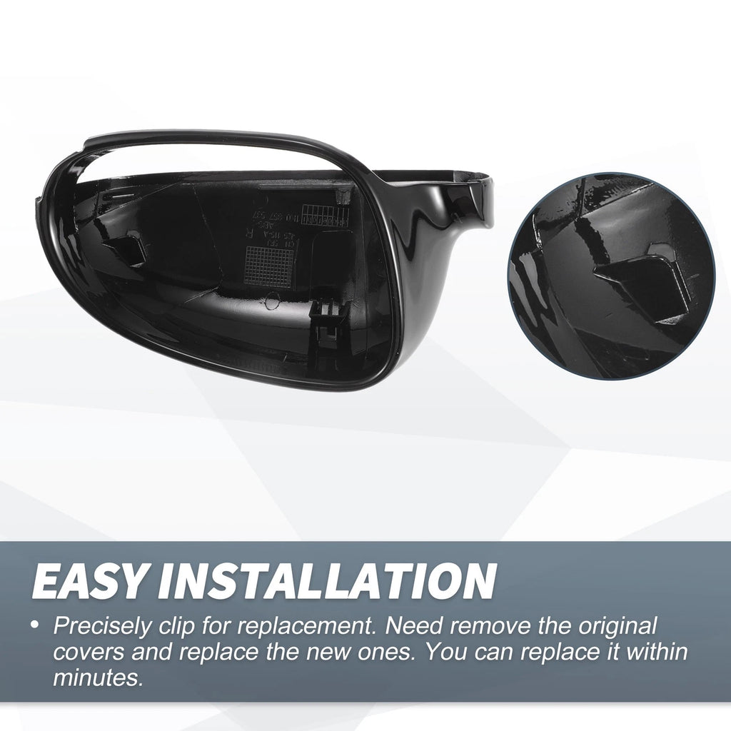 Pair Rearview Mirror Cover Cap Gloss Black for Volkswagen Golf 5 GTI (2006–2009)