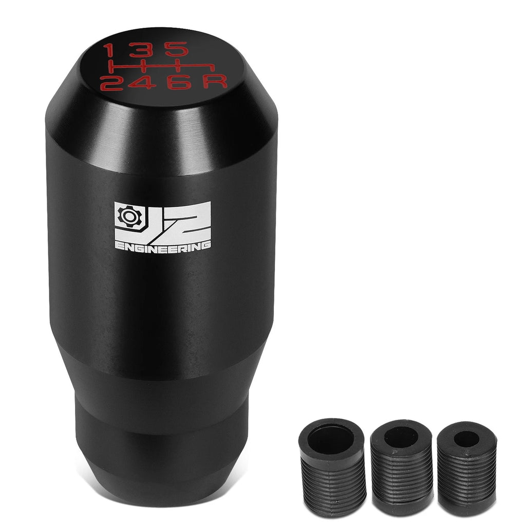 Shift Knob for Universal Fit (J2) - Aluminum Cylindrical Black with Adapters