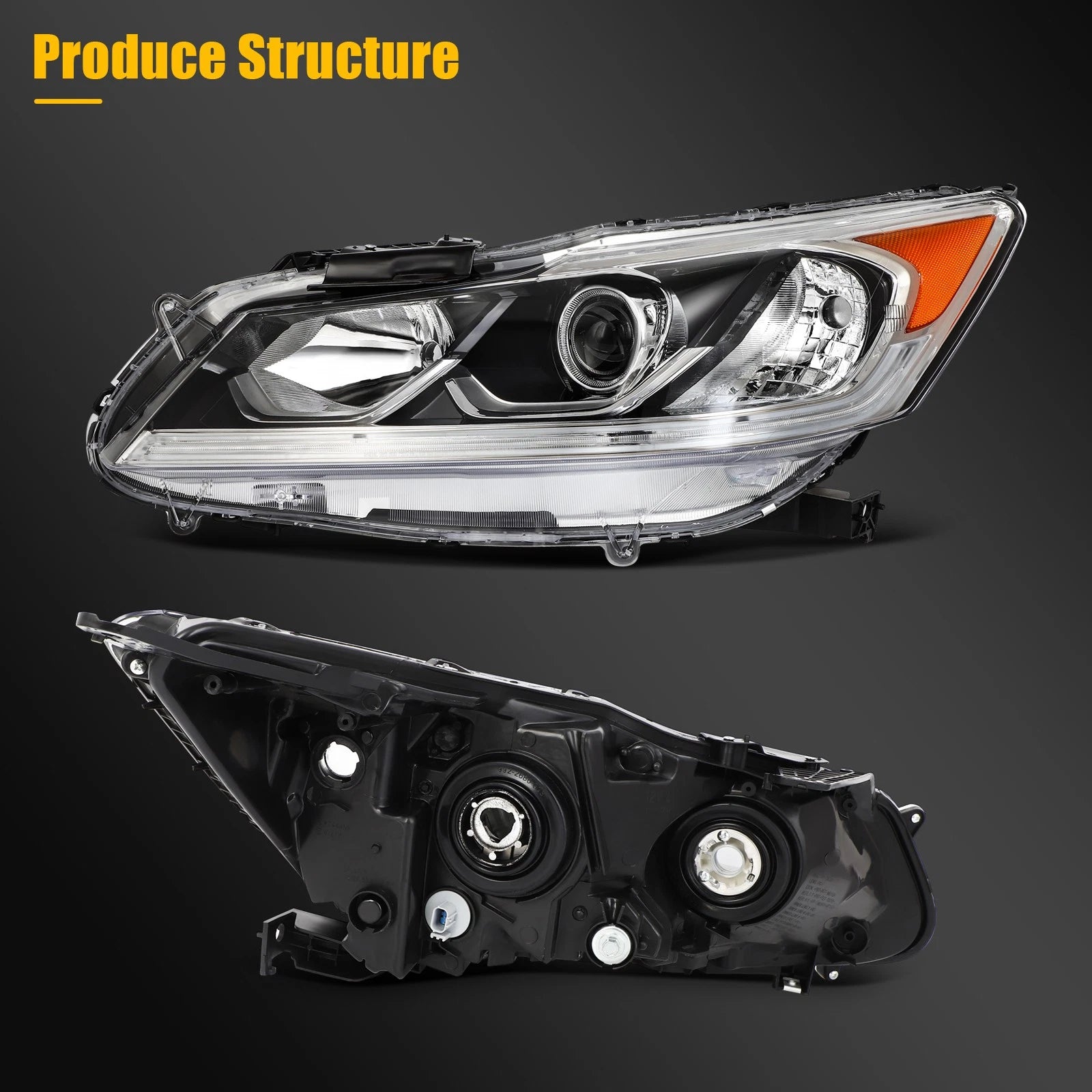 2X LED DRL Headlights for Honda Accord Sedan (2016–2017)