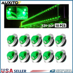 10x Green LED Strobe Marker Lights for 12V 24V (IP67)