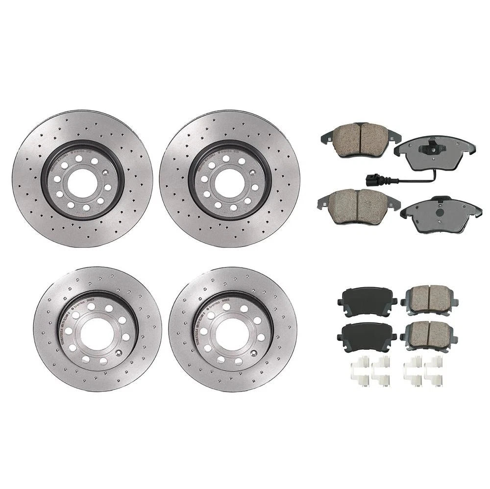 Set of 4 Akebono Euro Brake Pads & Xtra Rotors for A3 Jetta (2006–2013)