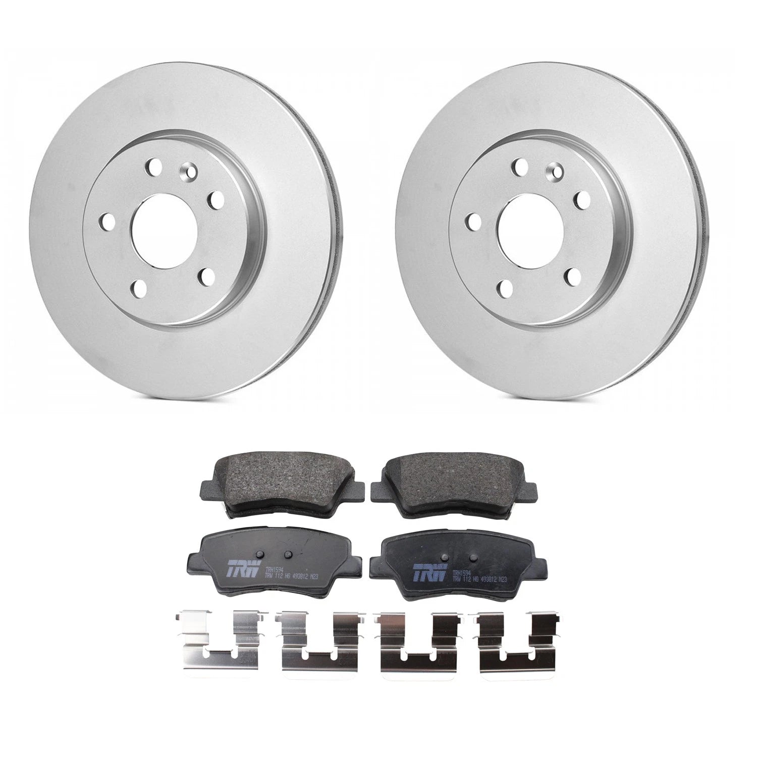 Set of 4 Bosch QuietCast Rear Rotors & TRW Pro Organic Disc Brake Pads for Forte Soul (2014–2019)