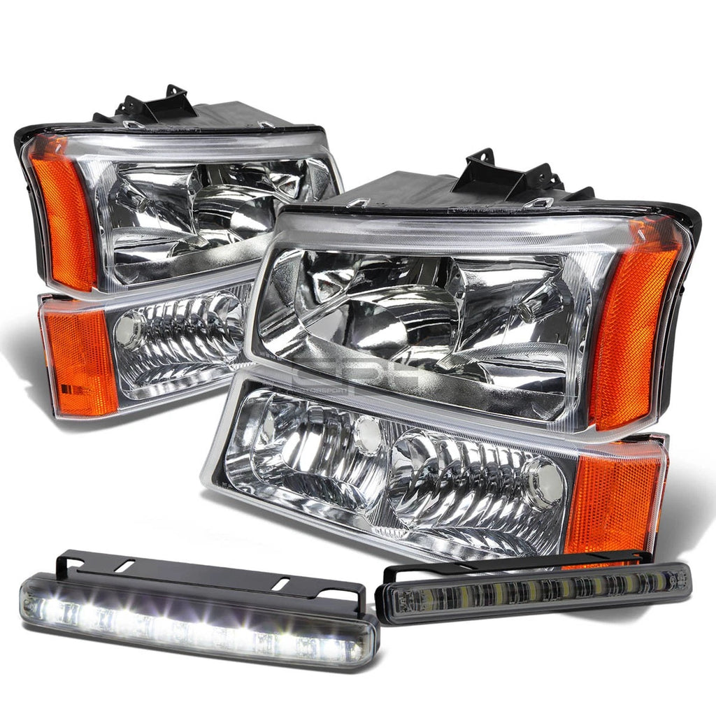 Chrome Headlight, Amber Corner, Bumper, LED Fog Light Set for Chevy Silverado (2003–2007)