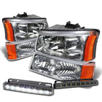 Chrome Headlight, Amber Corner, Bumper, LED Fog Light Set for Chevy Silverado (2003–2007)