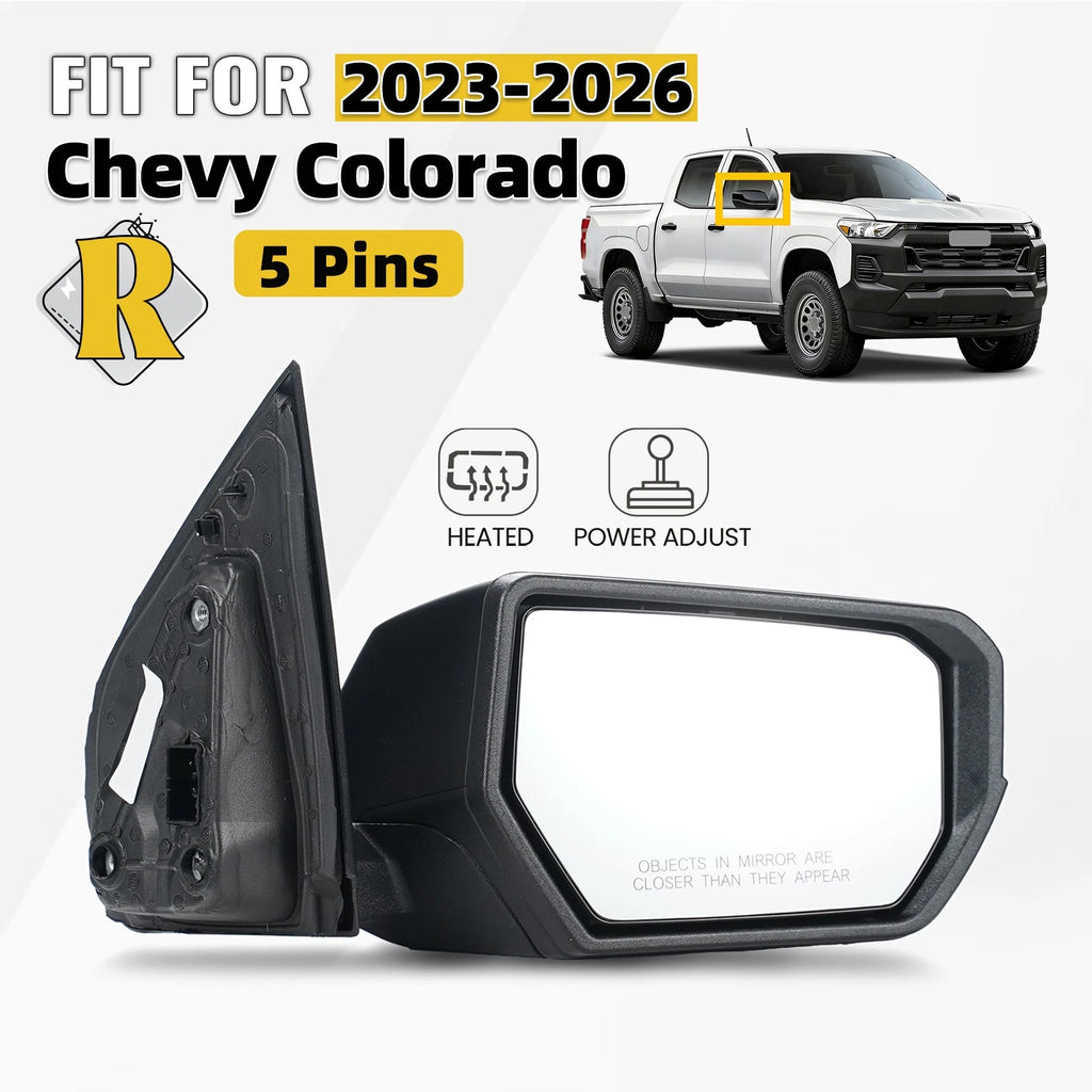 Right Side Mirror for Chevrolet Colorado (2023–2026) Heated Power Adjust 5 Pins