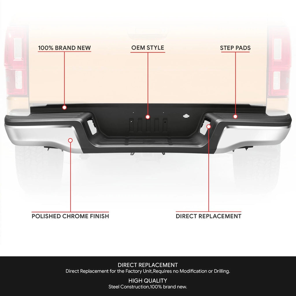 Chrome Rear Bumper Assembly for Ford Ranger (2019–2023)