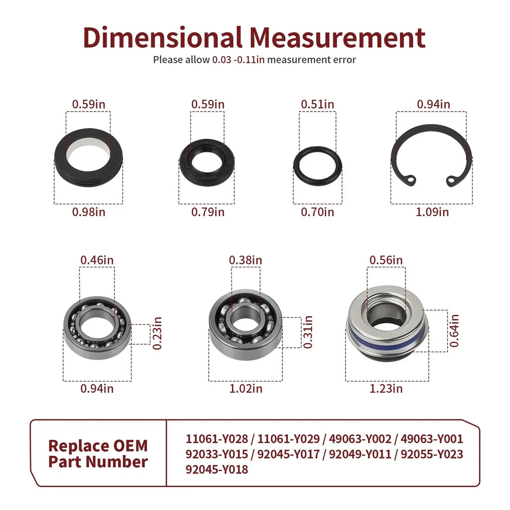 Water Pump Gasket Bearing Seal Kit for Kawasaki Brute Force 300 (2012–2024)