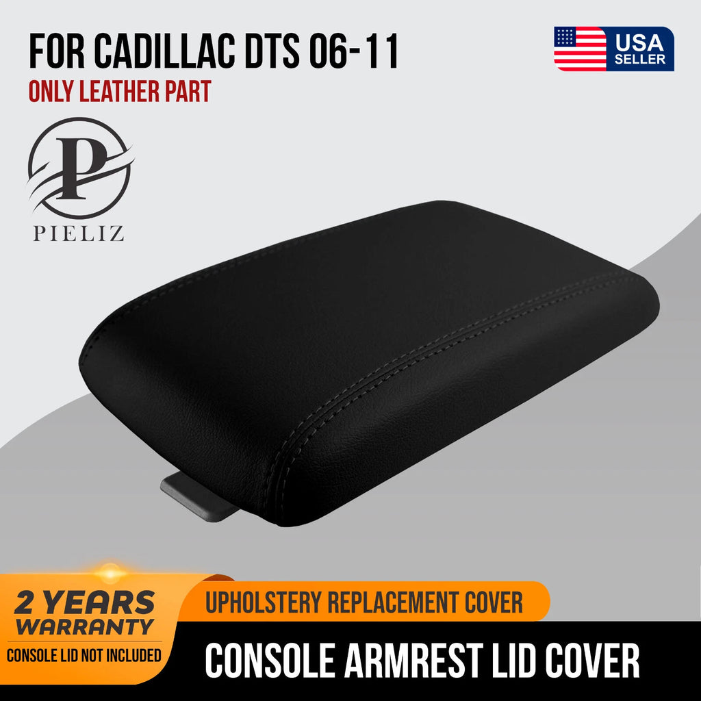 Leather Console Lid Armrest Cover for Cadillac DTS (2006–2011) Black