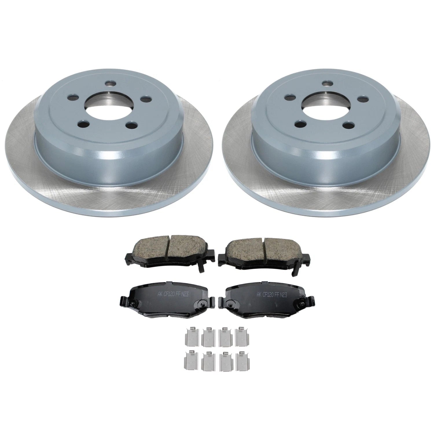 Set of 2 DuraGo Rear Rotors & Akebono ProACT Ceramic Brake Pads for Liberty Nitro (2002–2012)