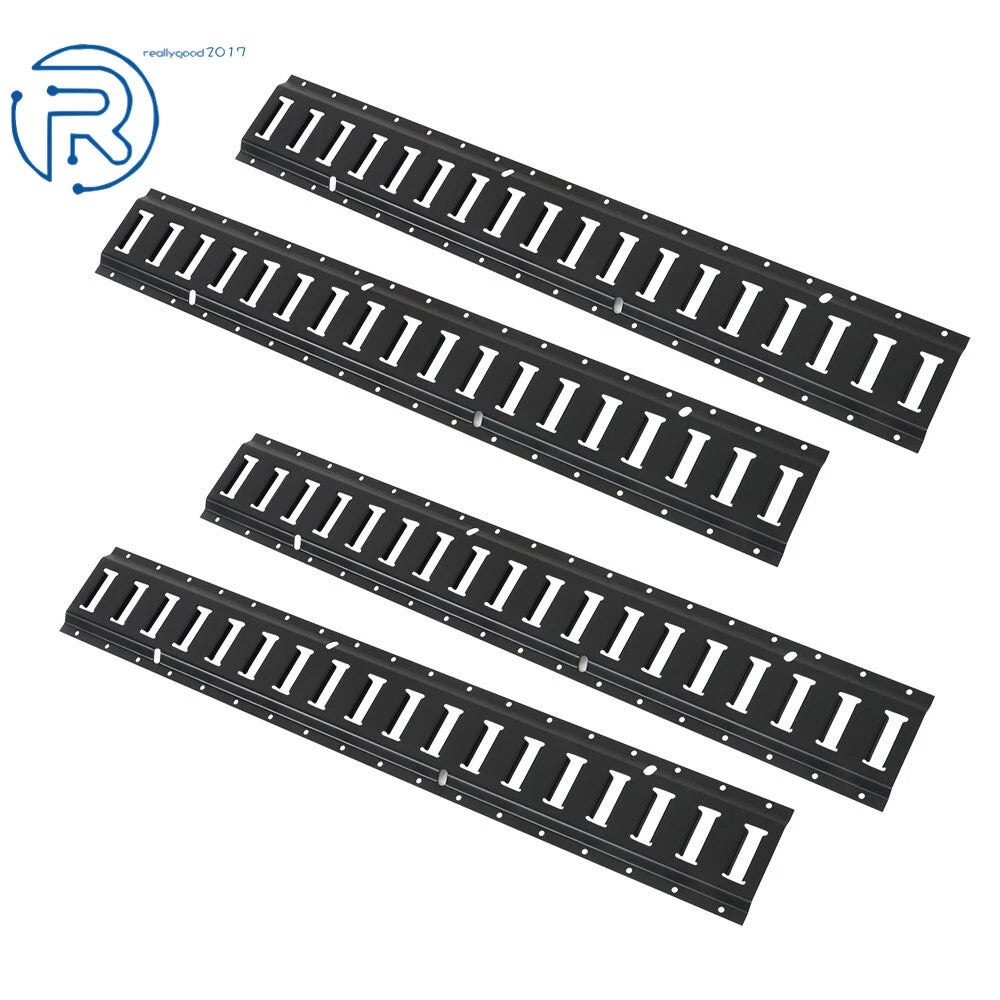 Set of 4 E Track Tie Down Rails for Garages Vans Trailers (3') Black