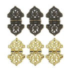 Set of 6 Antique Hollow Flower Hinges for Jewelry Chest Cabinet Door