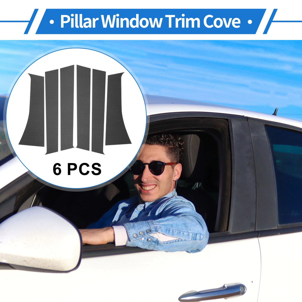 6 Pcs Door Pillar Window Trim for Mitsubishi Xpander (2018–2023) Carbon Fiber