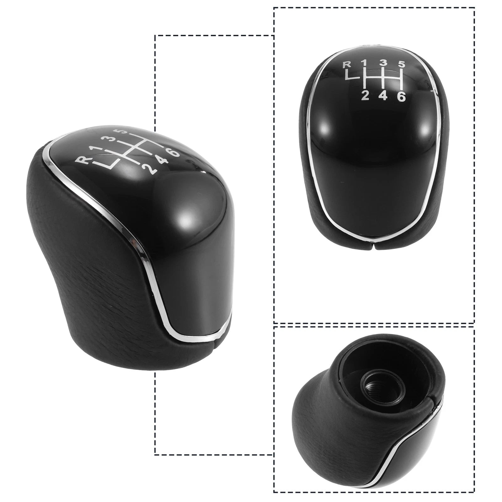 6 Speed Manual Shift Knob for Ford Mondeo MK3 (2000–2007) - Black Faux Leather