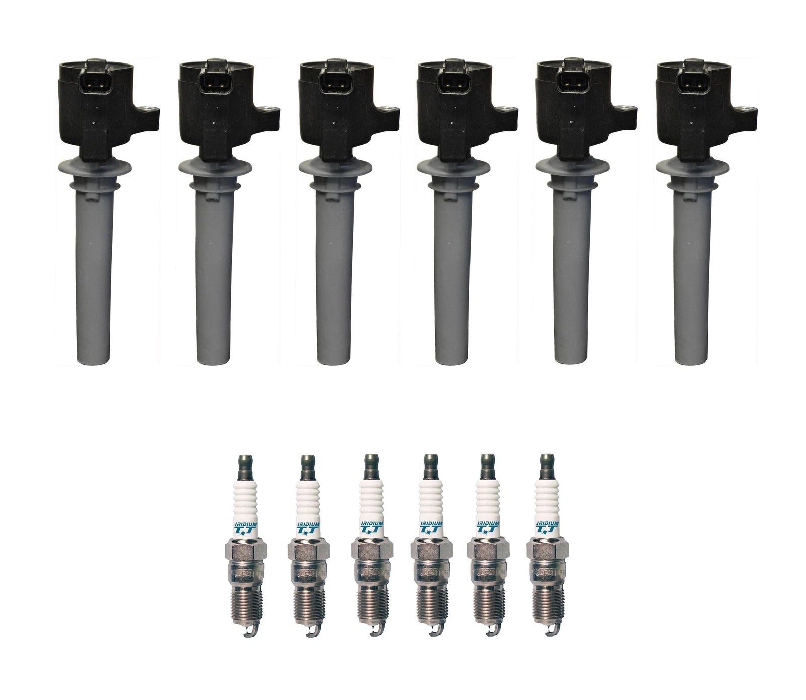 Set of 6 Ignition Coils & Iridium TT Spark Plugs for Ford Mazda Mercury