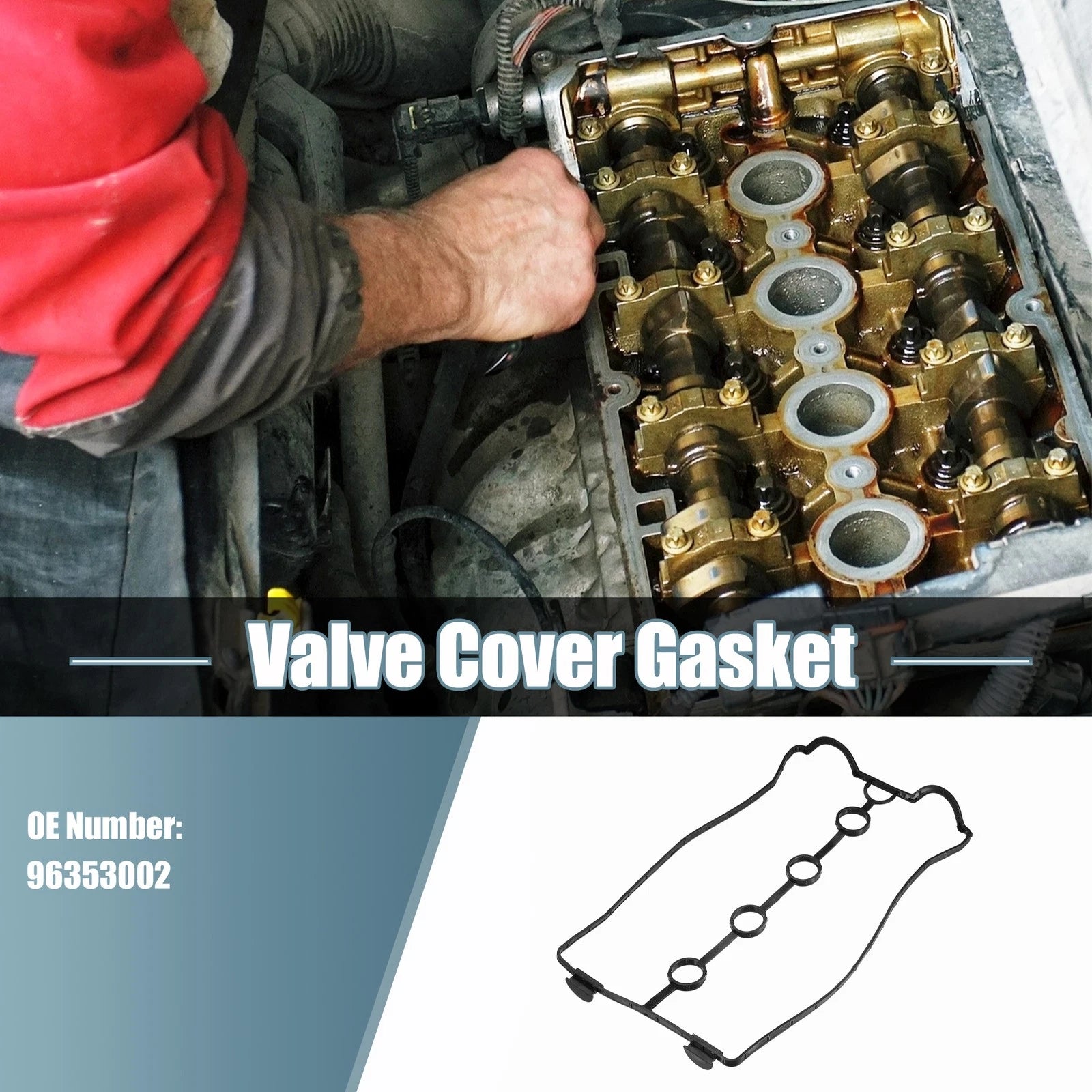 Engine Valve Cover Gaskets for Chevrolet Aveo 1.6L (2004–2008) No.96353002 Black