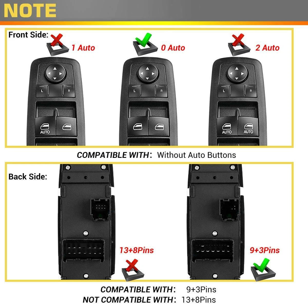 Front Left Power Window Switch for Dodge Grand Caravan (2008-2009)