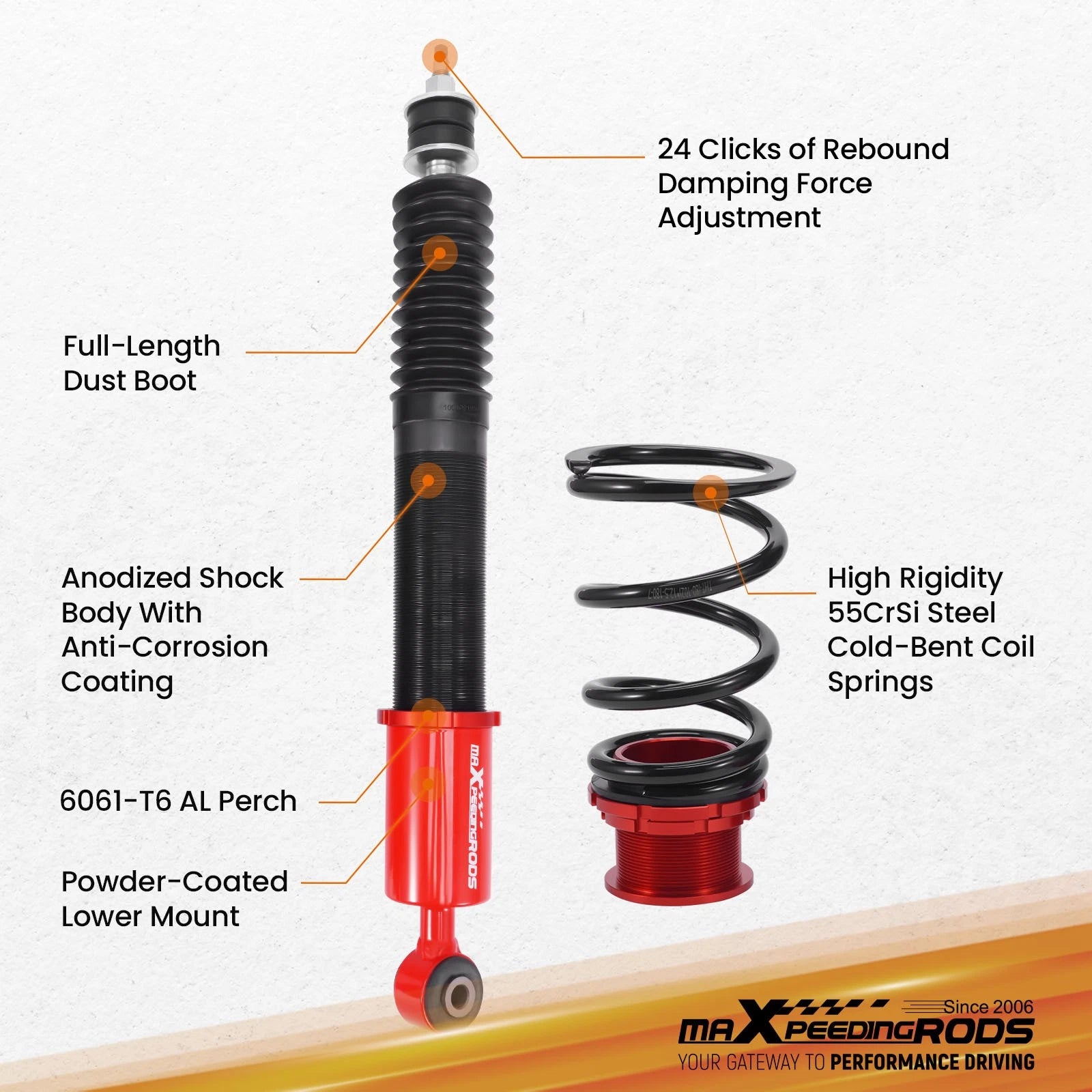 2X Rear Coilovers Suspension Strut for Ford Mustang GT (1994–2004)