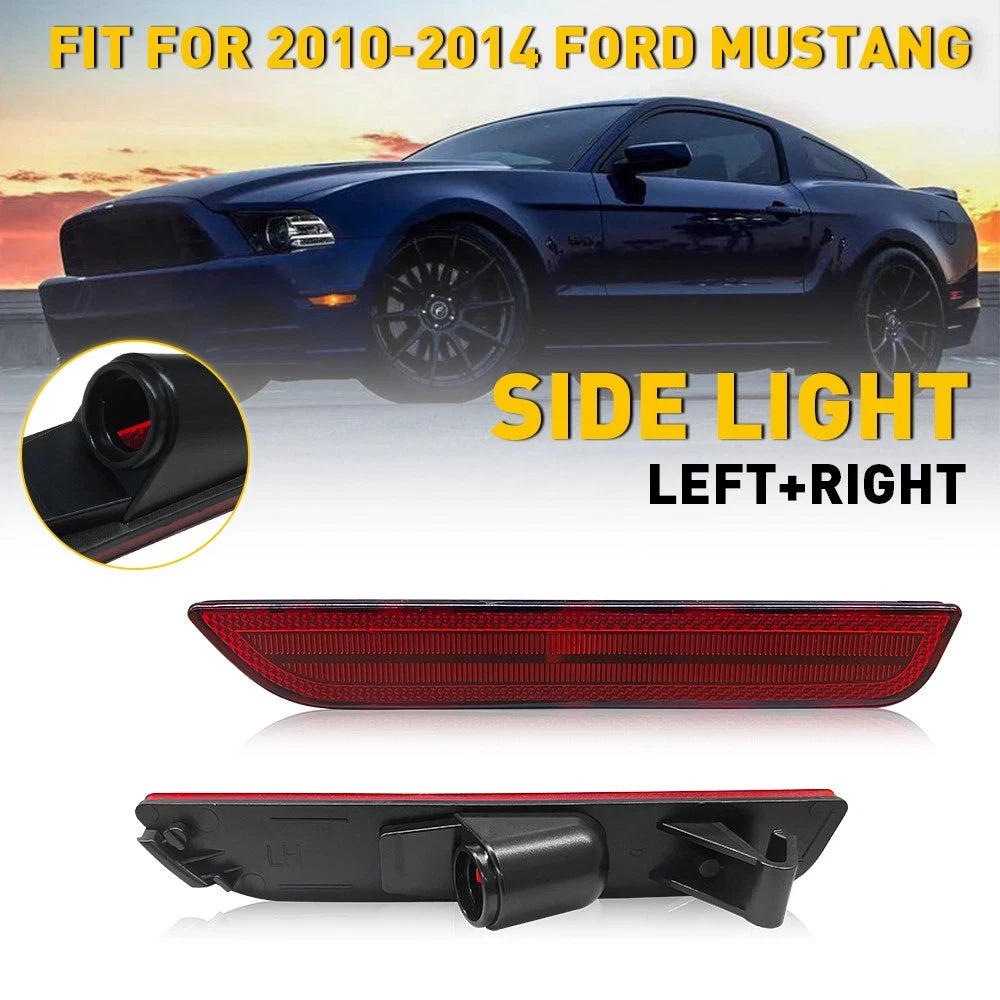 2X Red Lens Rear Bumper Side Marker Lights for Ford Mustang (2010–2014)