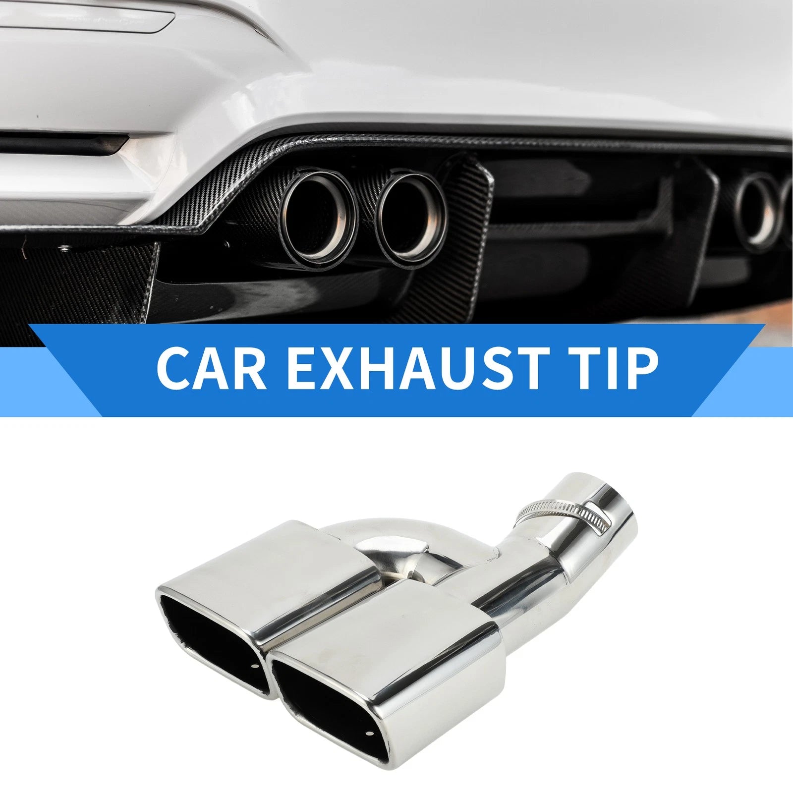 1 Pc Square Curved Dual Exhaust Tip 2.4" Inlet for Toyota Noah/Voxy (2007–2022)