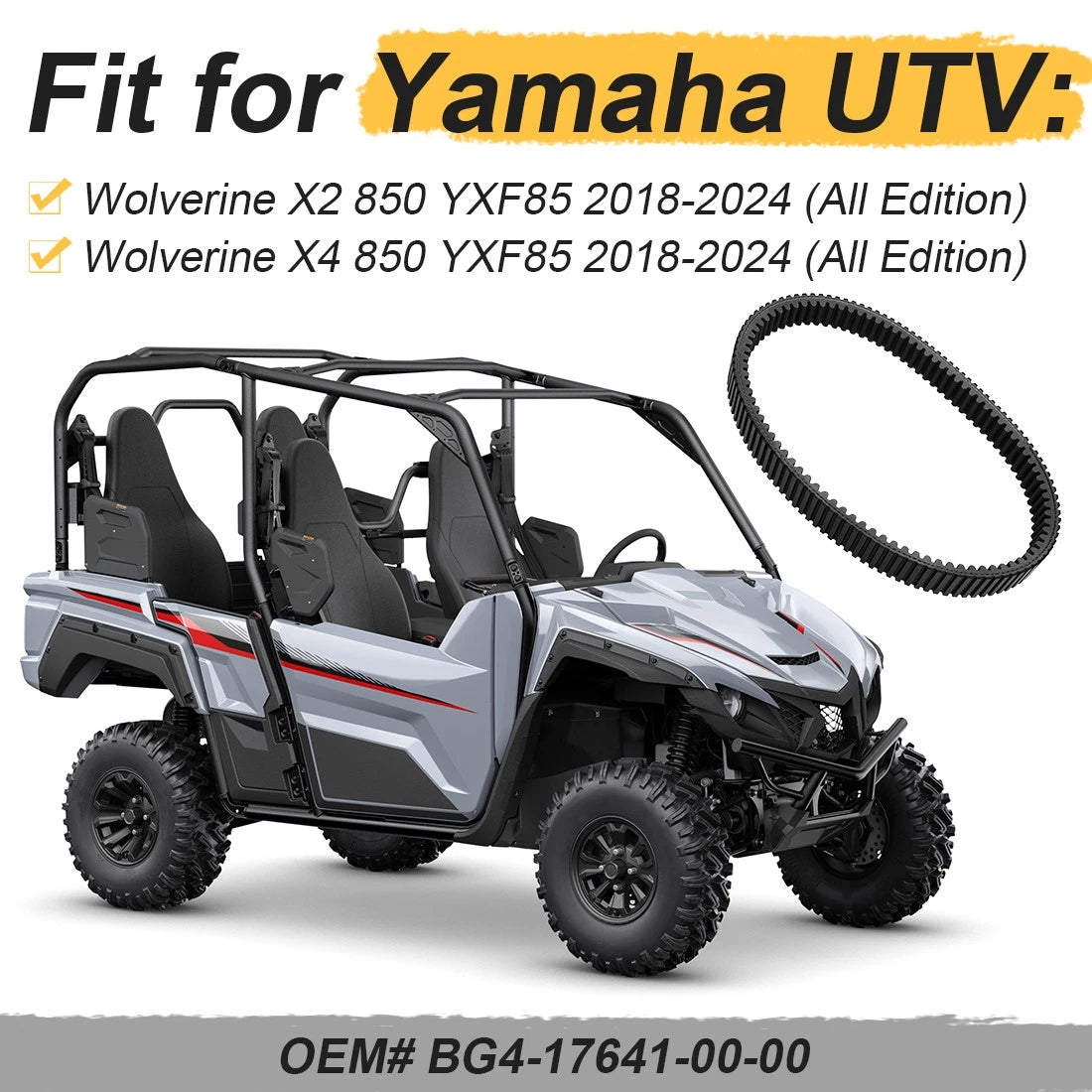 Drive Belt for Yamaha Wolverine 850 YXF85 (2018–2024) BG4-17641-00-00