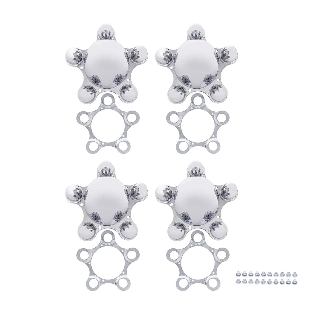Chrome Metal Hub Caps Set for 5 on 4-1/2" Vintage Wheel Covers (1960–1970)