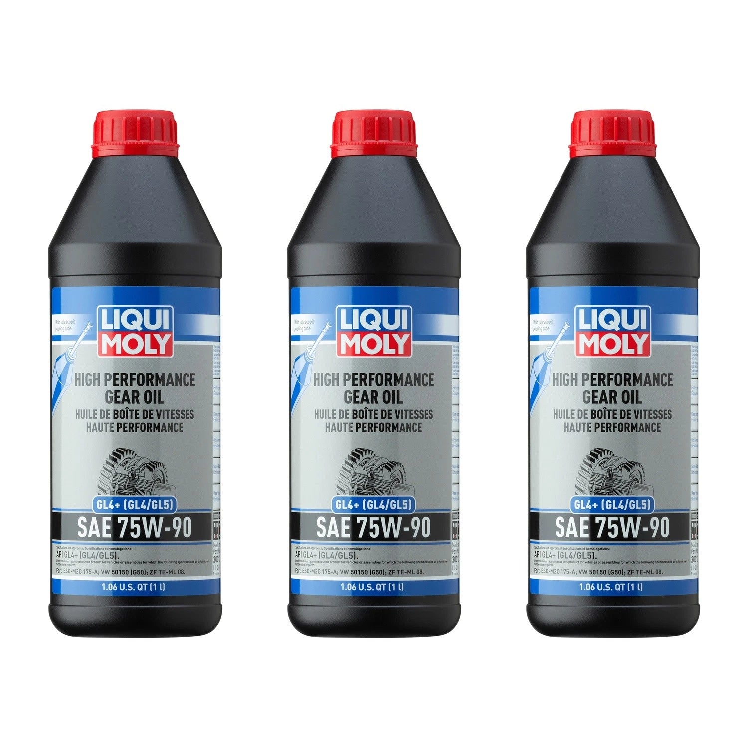 Set of 3 Liqui Moly High Performance Gear Oil GL4+ SAE 75W-90 1L