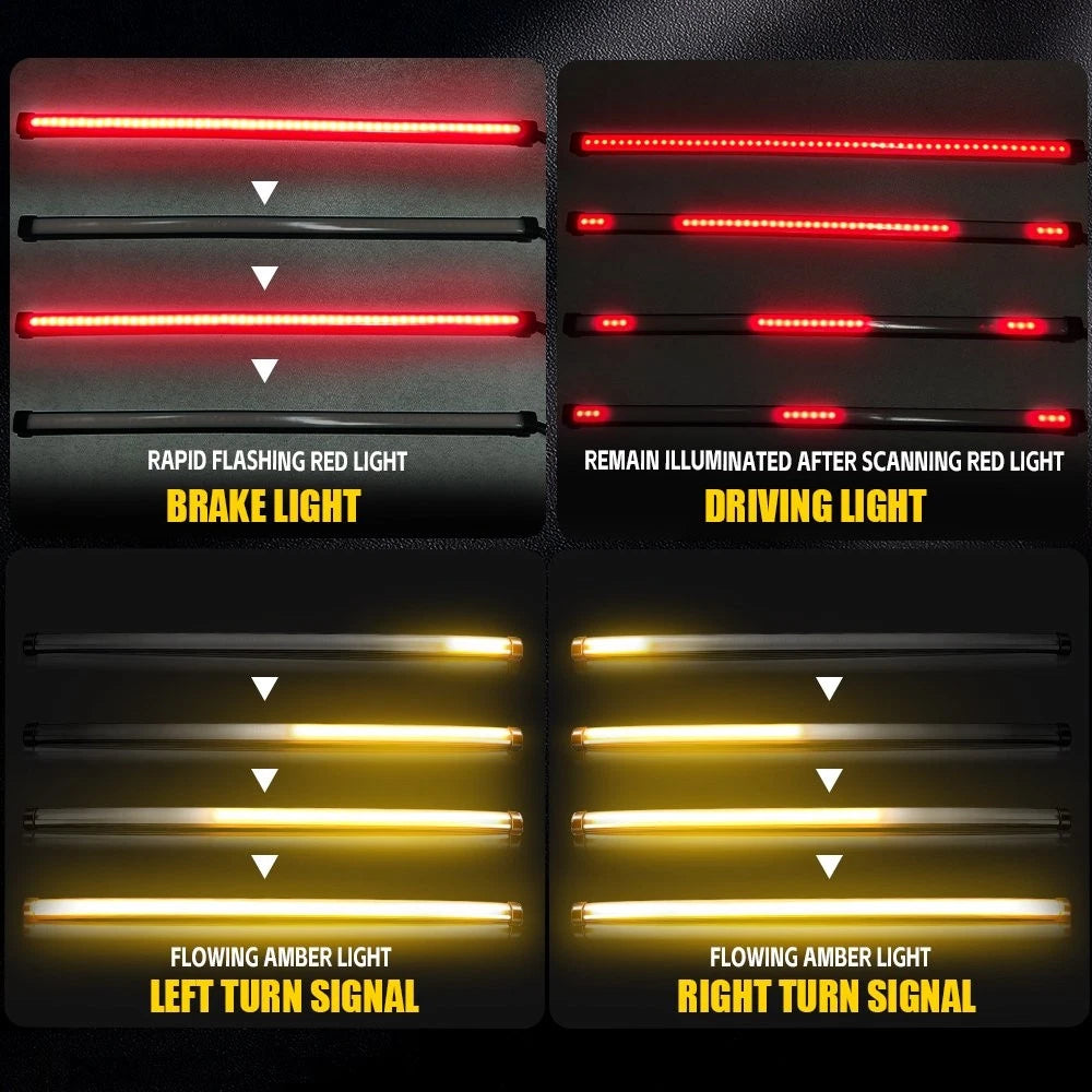 11.8" Universal Flexible Red LED Brake Turn Signal Tail Light Strip