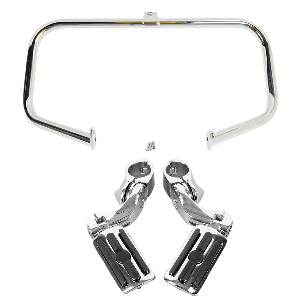 Engine Guard Crash Bar & Footpegs Mount for Harley Touring FLHT (1997–2008) Chrome