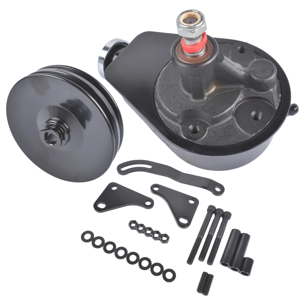 Saginaw Power Steering Pump Kit with Double Groove Pulley & Bracket for SBC Chevrolet