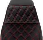 SADDLEMEN Step-Up Seat for FLH/FLT (2008–2023) - Front Lattice Stitch, Red Stitch