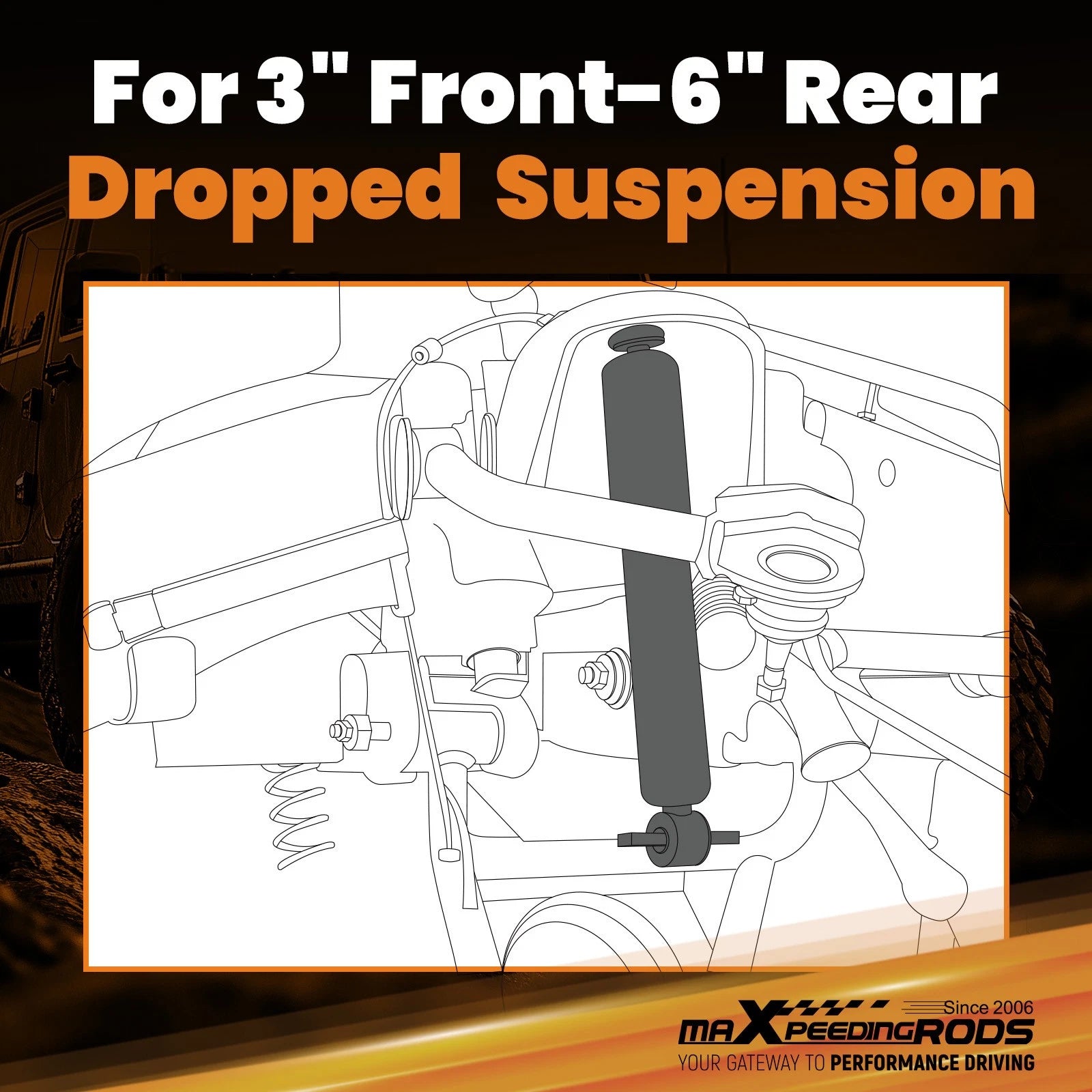 Complete Lowering Shocks Set for Ford F-150 2WD (1997–2004) 3" Front 6" Rear Drop