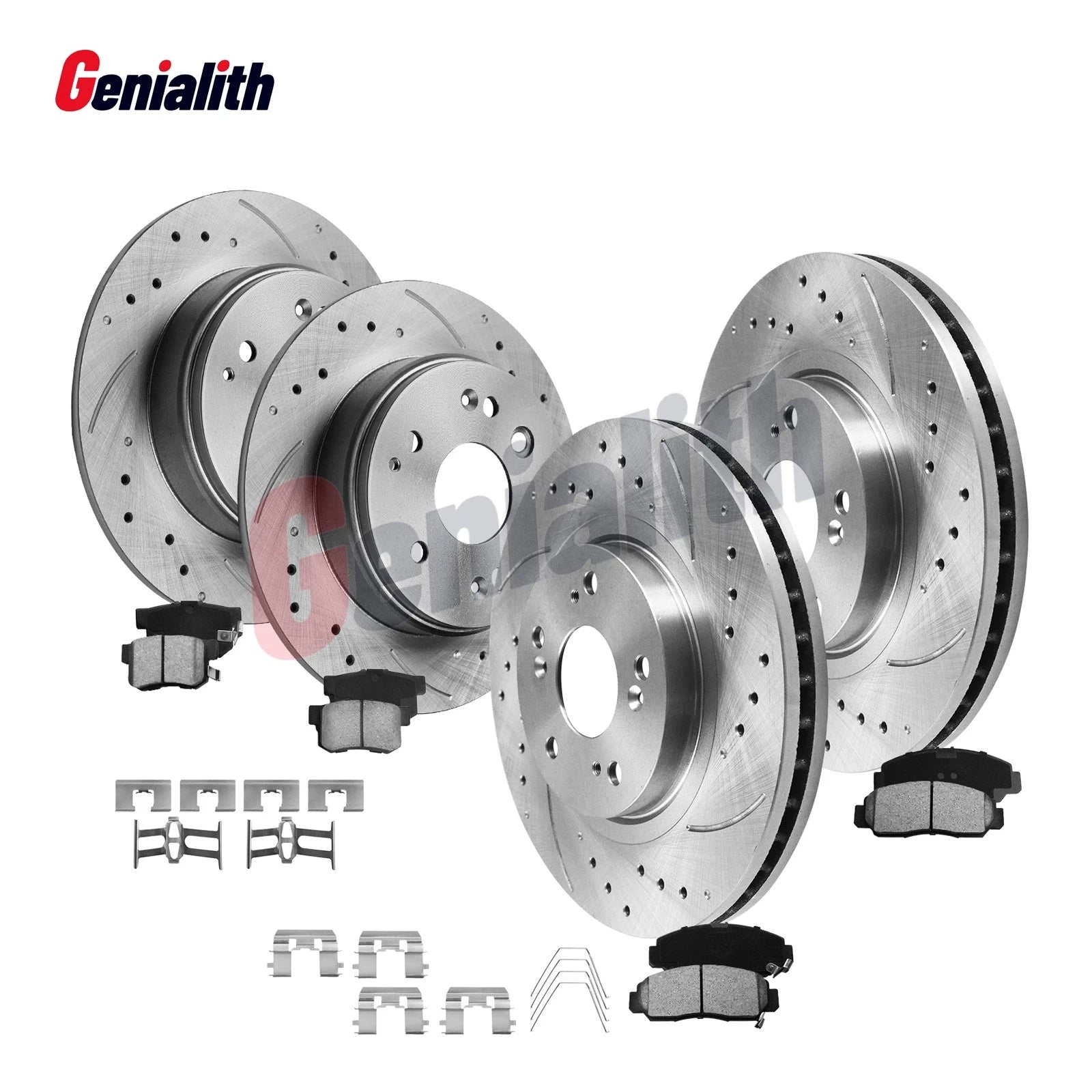 Front Rear Disc Rotors + Ceramic Brake Pads for Acura TL (2004–2008)