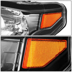 Pair of Black Amber Signal Headlights for Toyota Tundra (2014–2020)