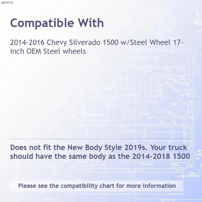 Wheel Skins Hub Caps 17 Inch Chrome 6 Lug Set for Chevy 1500 (2015–2022)