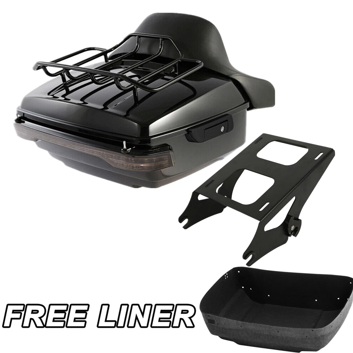 Trunk Pad Mount Rack & LED Brake Tail Light for Harley Touring (2014–2026)