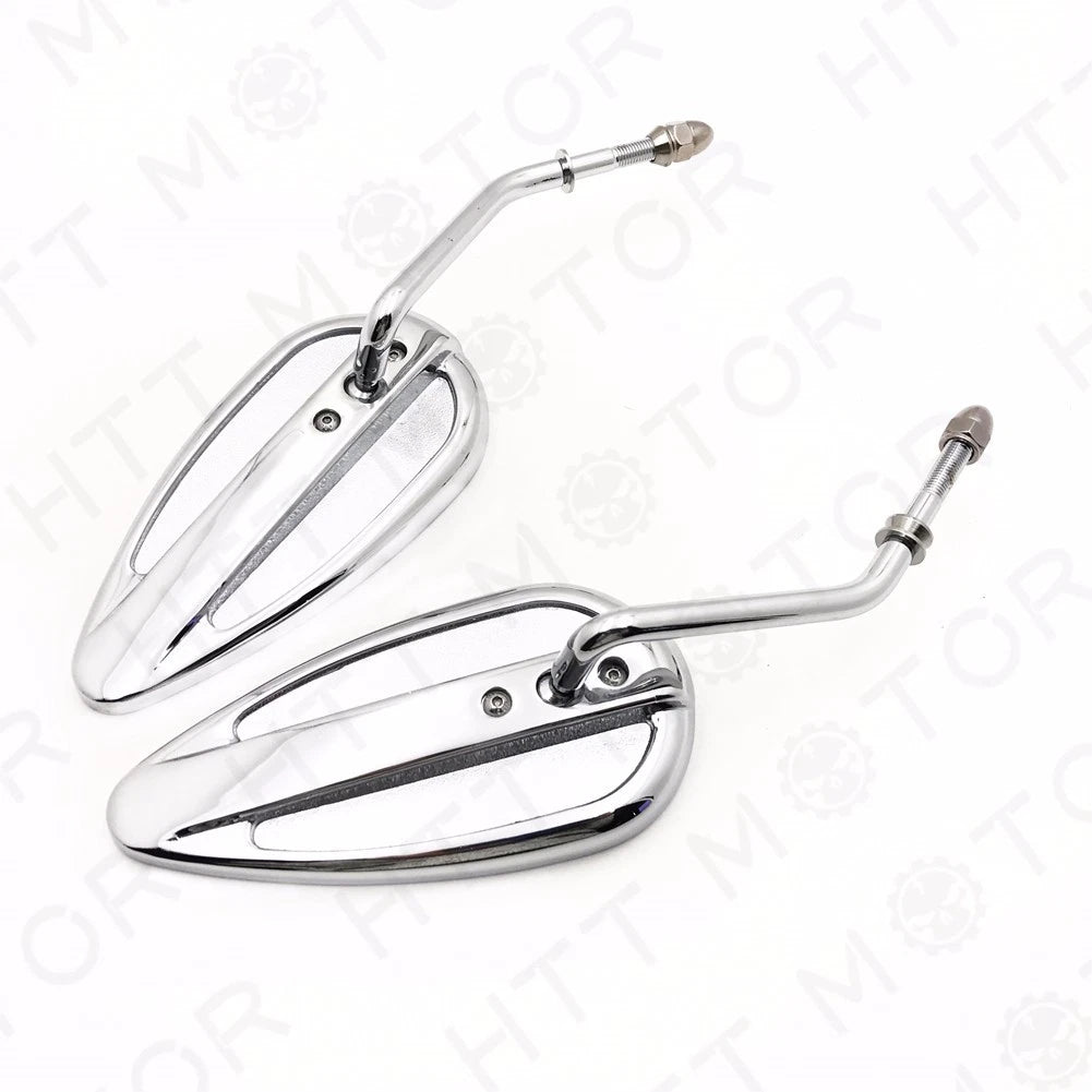 Pair Chrome Teardrop Racing Mirrors for Harley Street Bob Fat Bob (1982–2017)