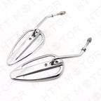 Pair Chrome Teardrop Racing Mirrors for Harley Street Bob Fat Bob (1982–2017)