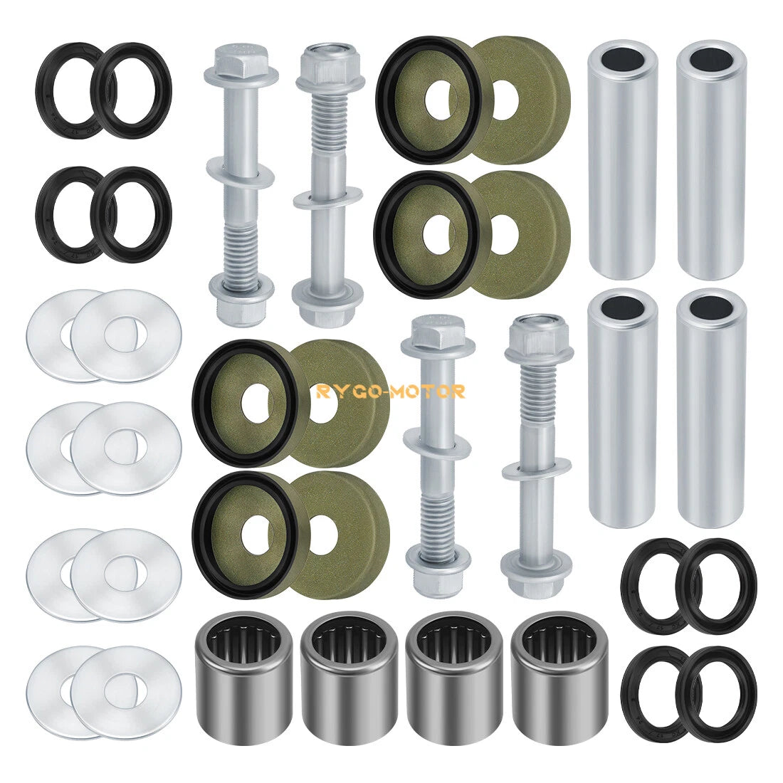 Set of 2 Front A Arm Lower Bushing Bearing Bolt Nut for Suzuki Quadsport Z400 (2003–2008)