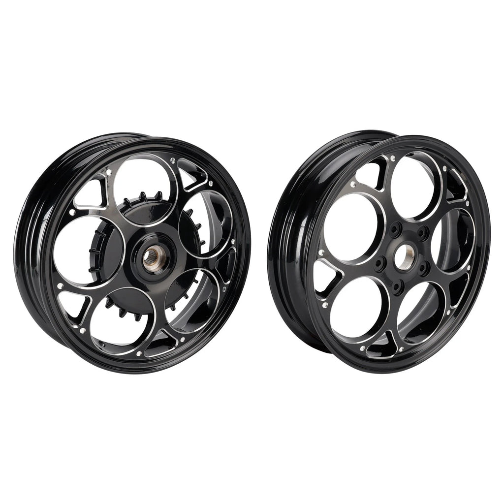 Set of 2 Front & Rear Wheel Rims 3.0x12" Black for Vespa Sprint Primavera (50-150)
