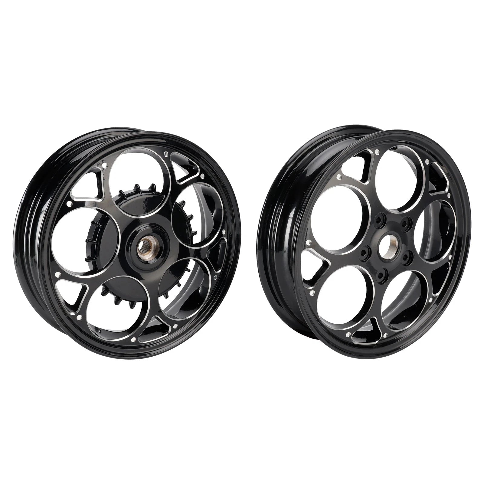 Set of 2 Front & Rear Wheel Rims 3.0x12" Black for Vespa Sprint Primavera (50-150)