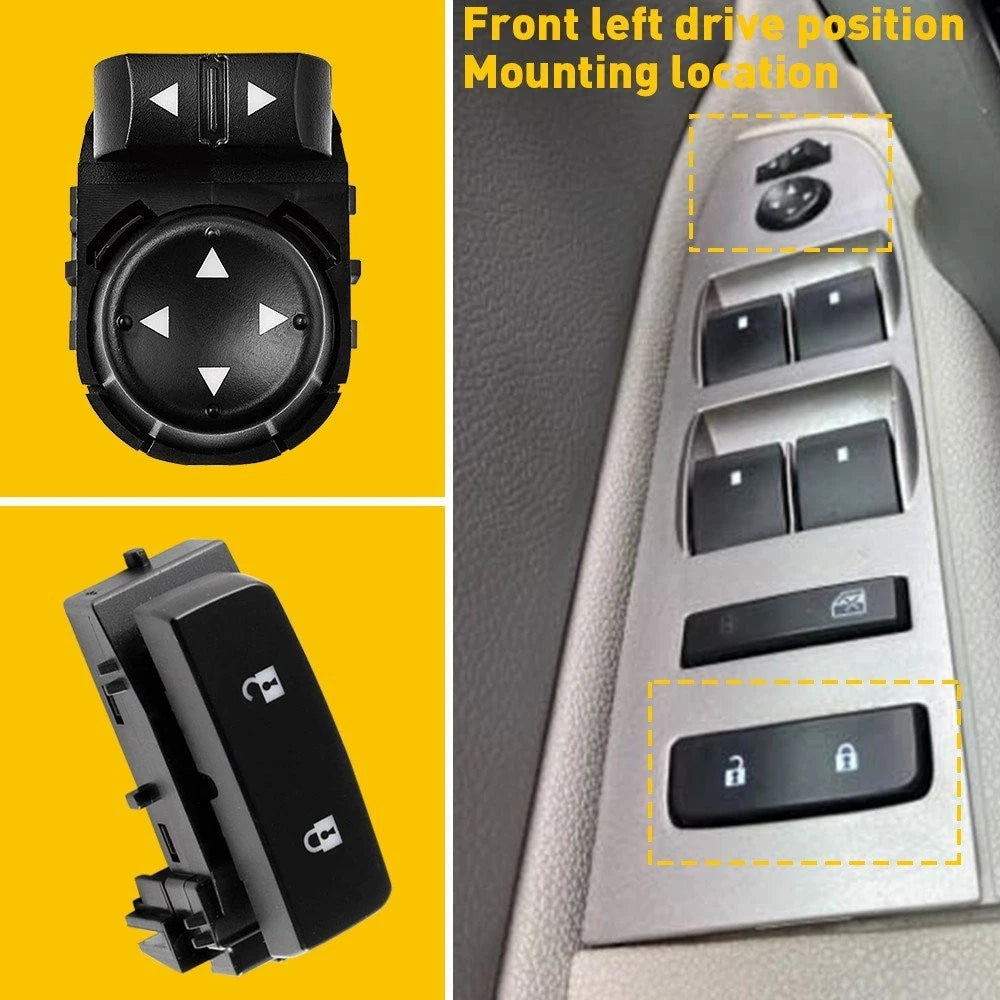 2Pcs Power Mirror & Door Lock Switch for GMC Sierra 1500 2500HD 3500HD (2007–2013)