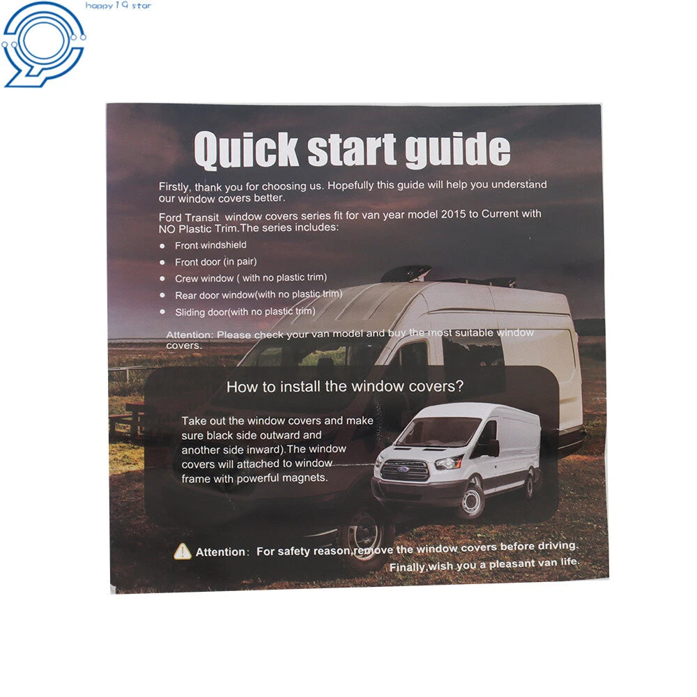 Blackout UV Protection Crew Window Cover for Ford Transit Van (2015–2023)