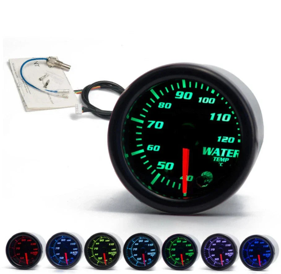 2" 52mm DC12V 7 Color LED Water Coolant Temp Gauge for Car