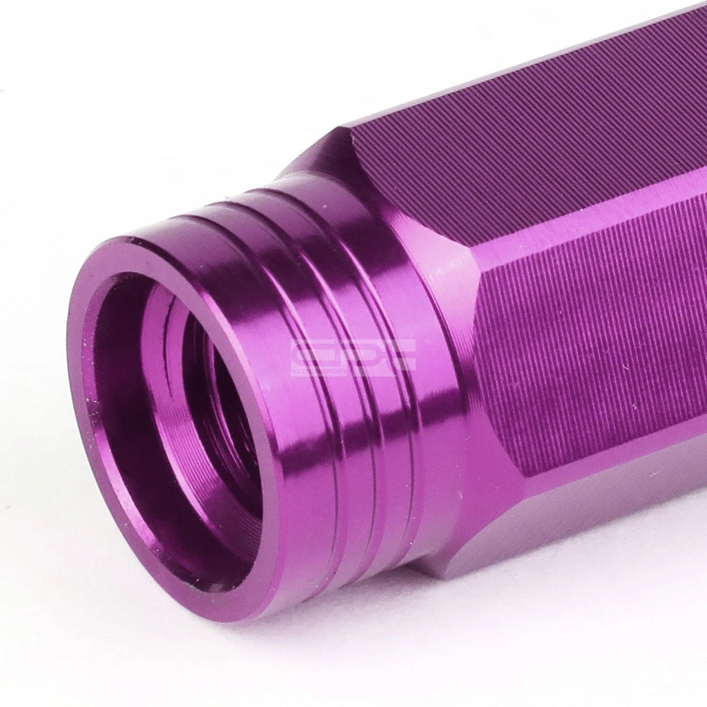 20x Open End M12x1.5 90mm Tall Purple Aluminum Lug Nuts + Adapter