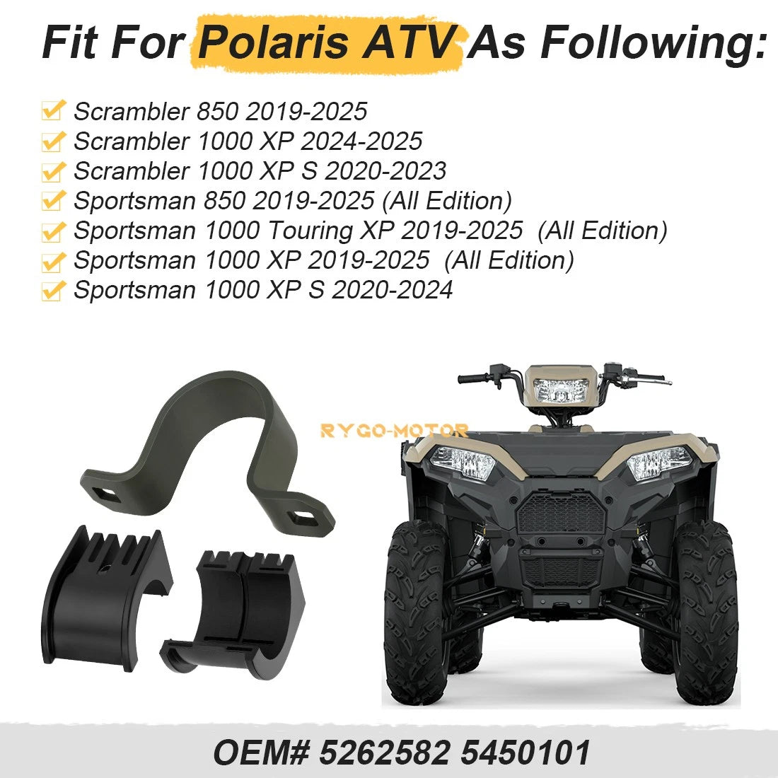 Steering Post Weld Sway Bar Bushing & Strap Bracket for Polaris Outlaw (2007–2014)