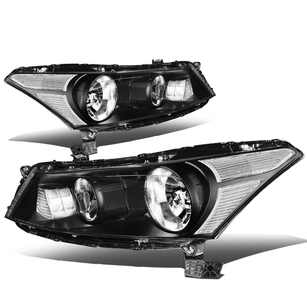 Headlight Set for Honda Accord Sedan (2008–2012) Black Housing Clear Corner