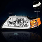 LED DRL Chrome Housing Headlight Pair for Ford Mustang (1999–2004)