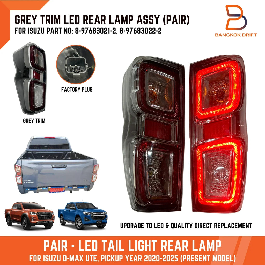 LED Grey Trim Tail Lamp Light Assy for Isuzu D-Max Ute (2020-2025)