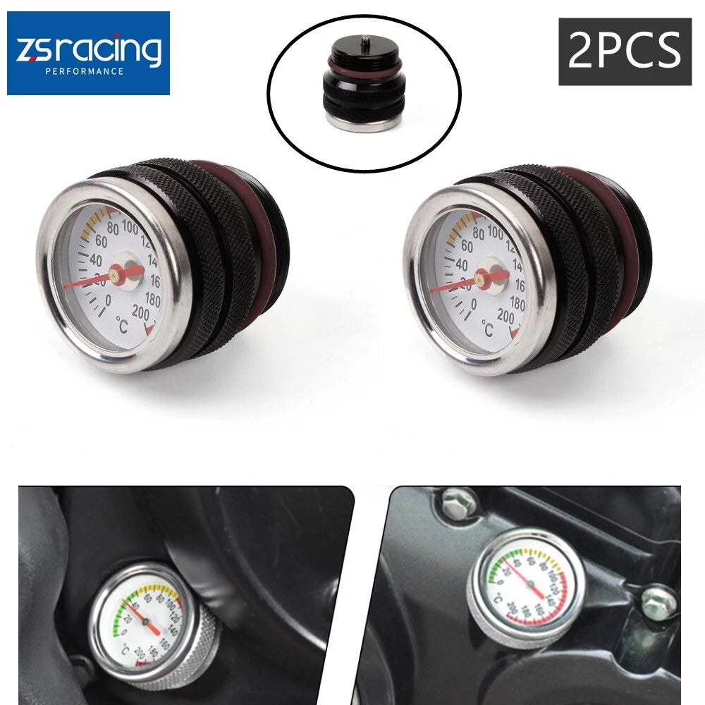 2X Oil Temperature Gauge Filler Cap for Motorcycle
